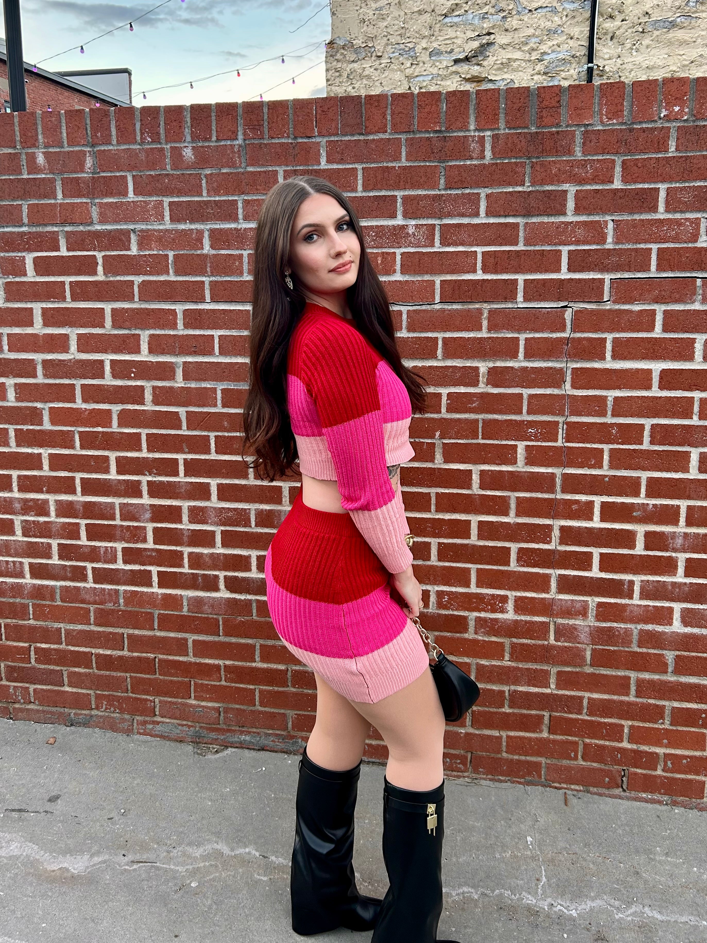 Knit Top and Skirt Sweater Set