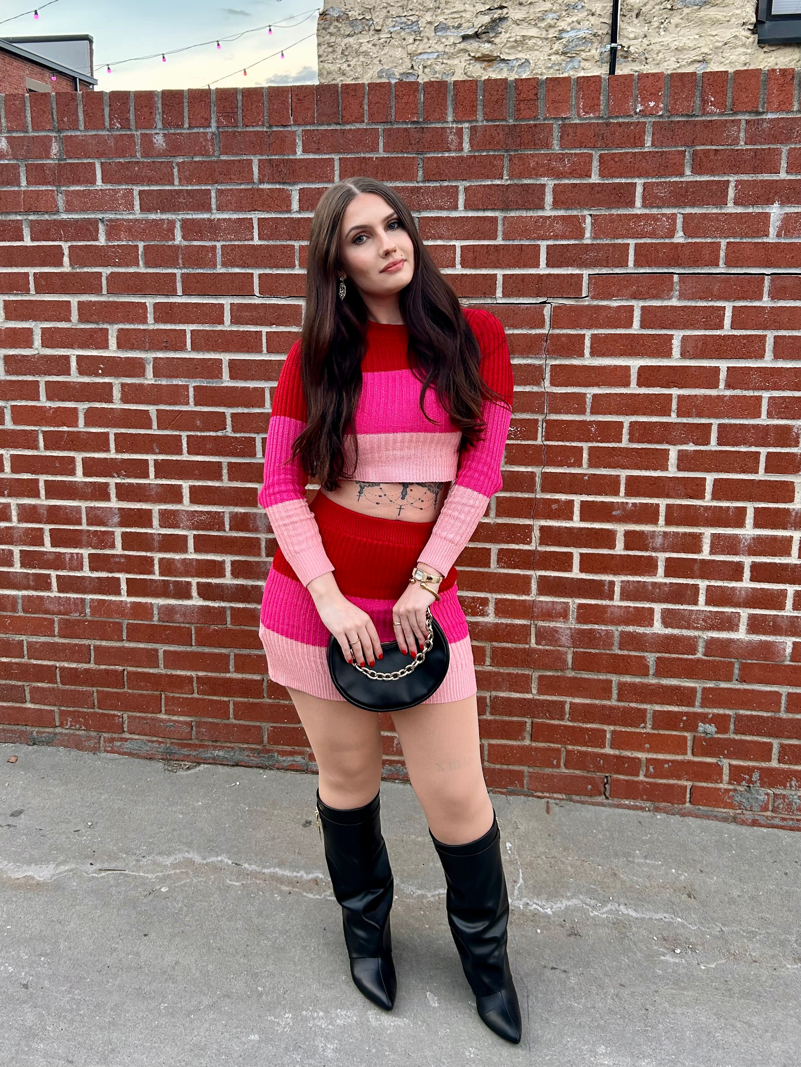 Knit Top and Skirt Sweater Set