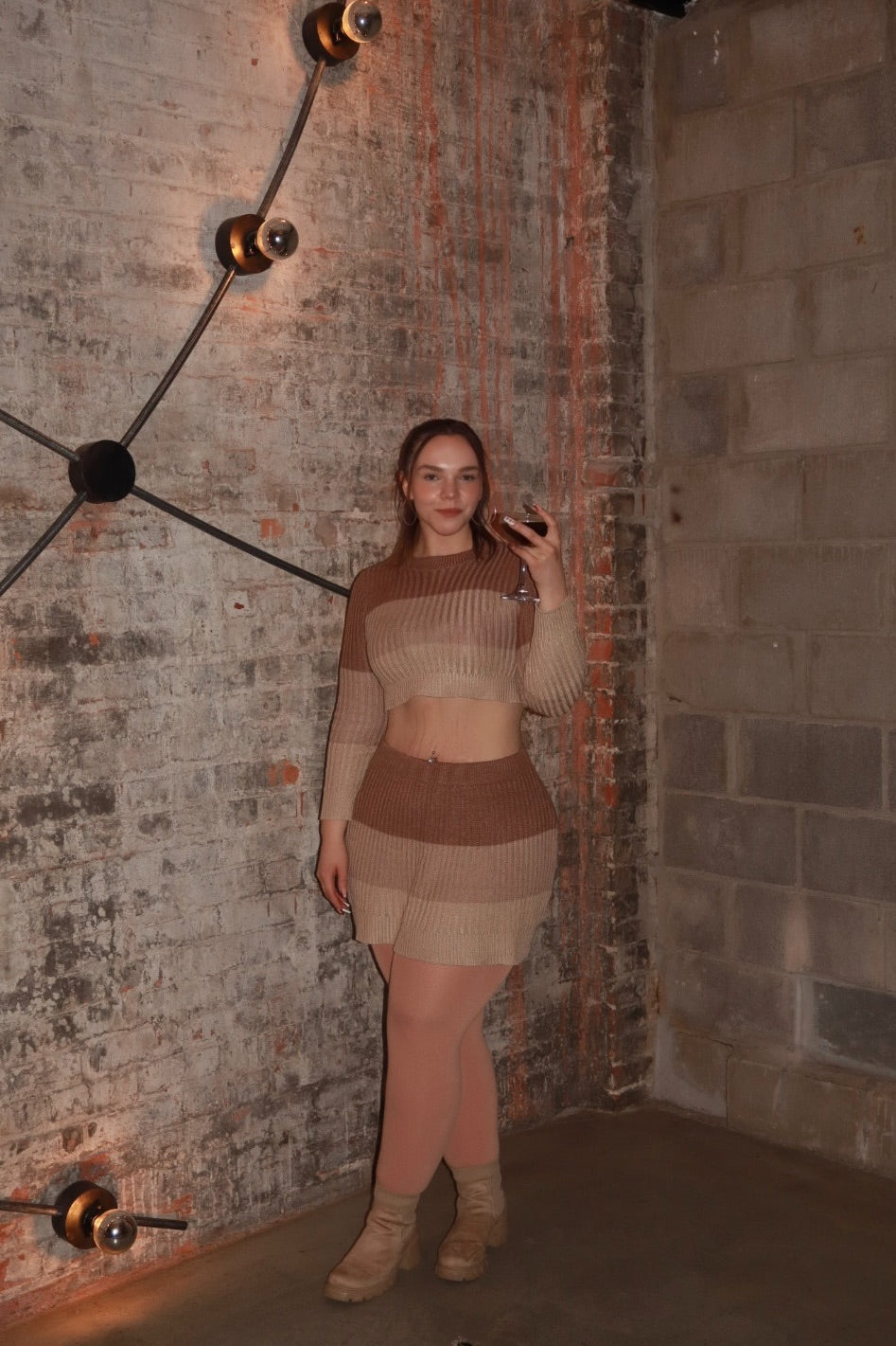 Knit Top and Skirt Sweater Set